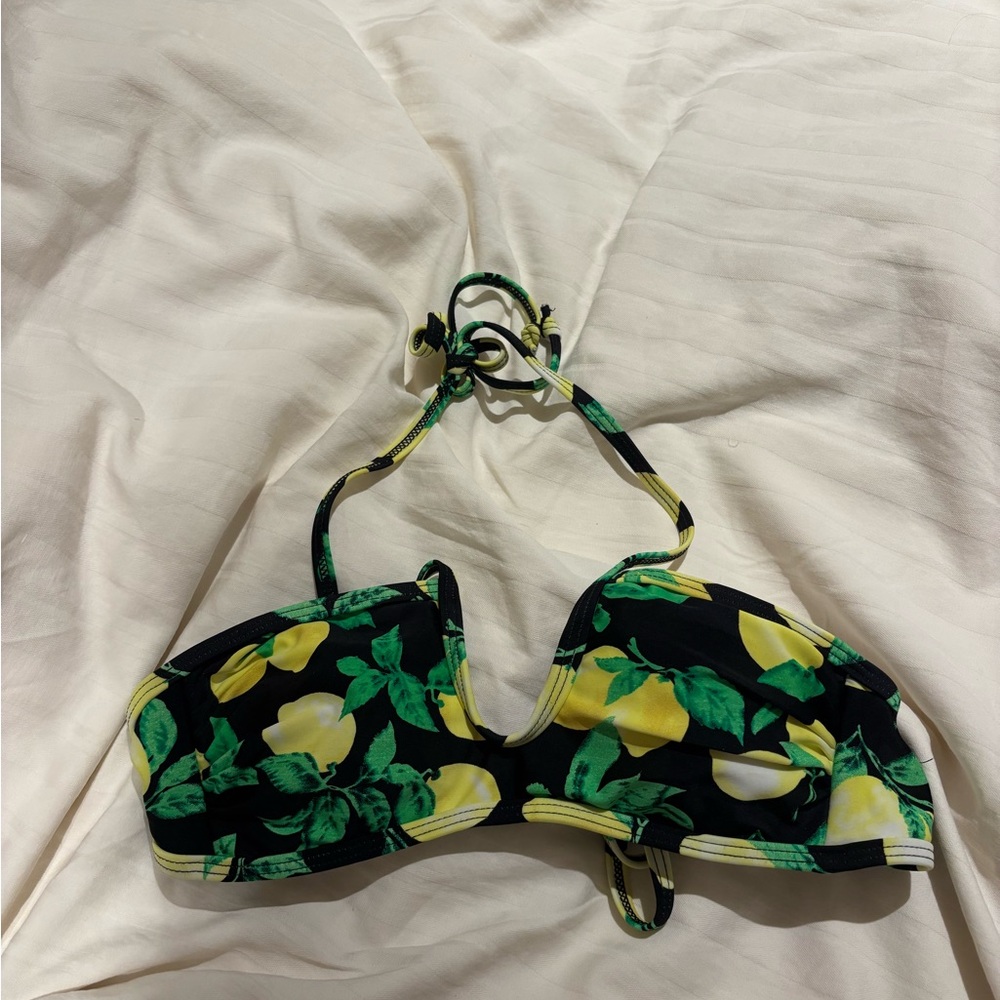 Lemon Print Bikini Top
